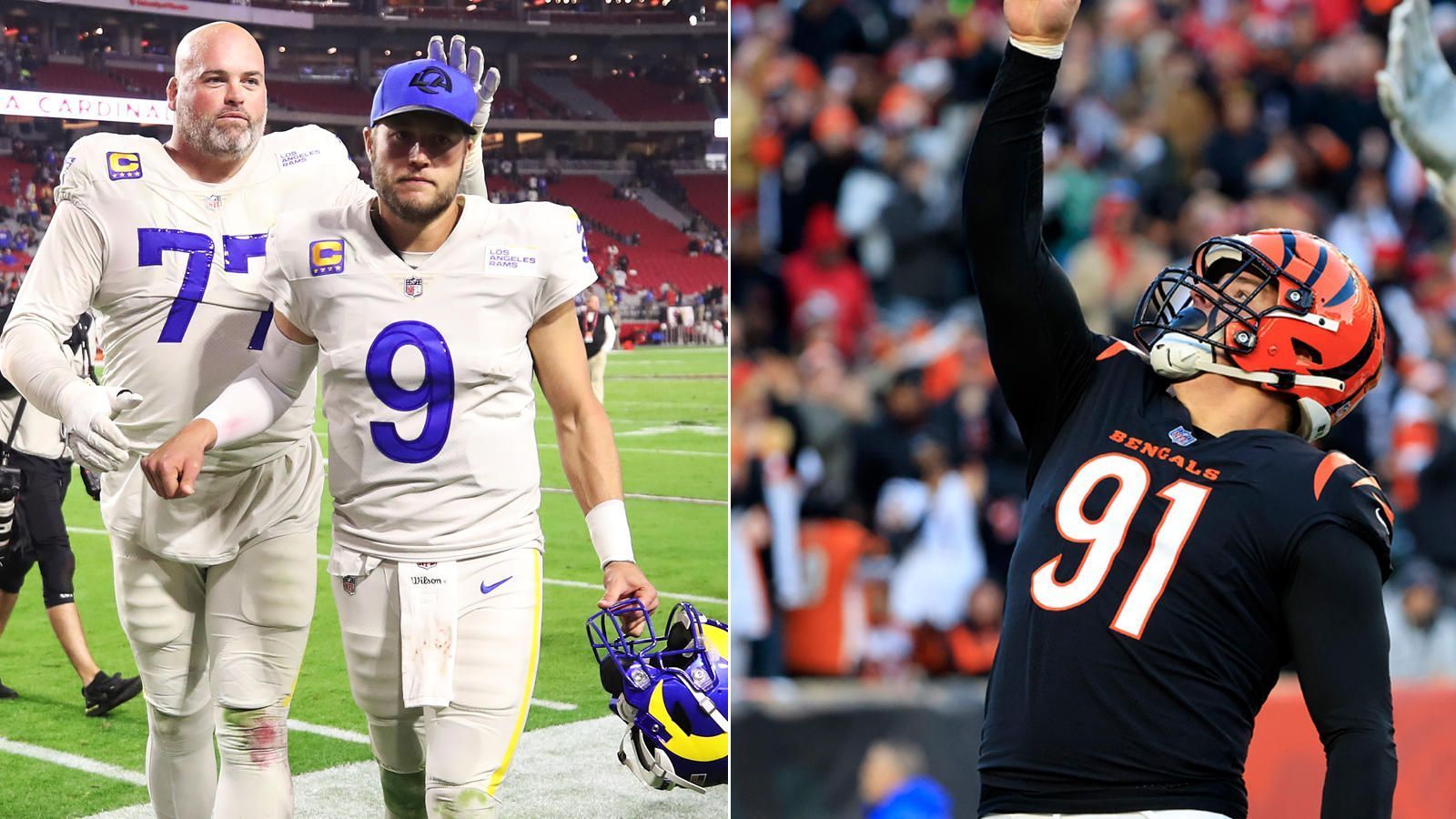 
                <strong>Andrew Whitworth vs. Trey Hendrickson</strong><br>
                Stafford wird hoffen, dass sein Left Tackle Andrew Whitworth Trey Hendrickson in Schach halten kann. Hendrickson kam in der Offseason aus New Orleans und überzeugt seit Tag 1 in Cincinnati. In der Regular Season sammelte der Pass Rusher 14 Sacks bei 75 Pressures, in den Playoffs legte er nochmal 2,5 Sacks obendrauf. Hendrickson ist der mit Abstand beste Pass Rusher der Bengals - dementsprechend wichtig wird Whitworths Job am Sonntag. Der 40-Jährige ist auch im hohen Alter noch einer der besten Pass Blocker der Liga und ließ in dieser Saison lediglich 16 Pressures zu. Hält Whitworth Hendrickson in Schach, sollte Stafford einen ruhigen Arbeitstag haben und den Ball in Ruhe verteilen können.
              