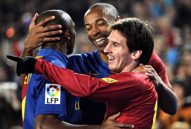 
                <strong>Messi, Henry, Eto'o: Saison 2008/2009</strong><br>
                100 Treffer: Lionel Messi 38 Tore, Samuel Eto'o 36 Tore, Thierry Henry 26 Tore
              