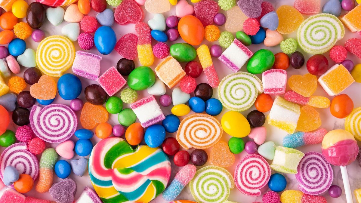 Lollipops Bonbons und süßes Zuckergelee bunt