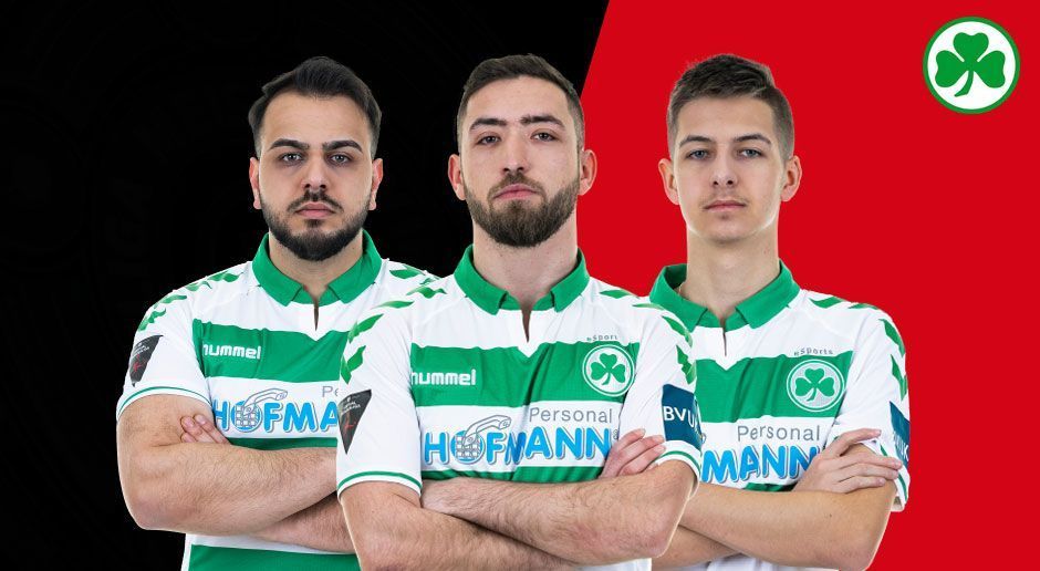 
                <strong>SpVgg Greuther Fürth</strong><br>
                Kurz vor Weihnachten stellte Greuther Fürth zwei seiner eSportler vor: Die Talente Christian "xImpact10" Judt (re.) und Francesco "Czudemi" Morgana (mi.) streifen ab sofort das Trikot der Weiß-Grünen über. Für die Club Championship kommt Burak "BuRaX_1907" Gen (re.) hinzu.
              