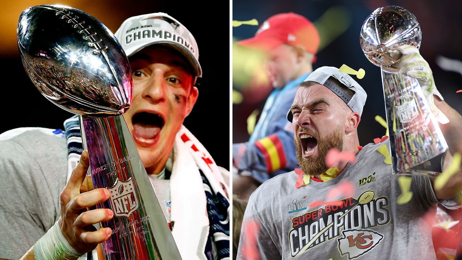 
                <strong>Super-Bowl-Stammgast und Ringesammler vs. Wiederholungstäter</strong><br>
                Für Gronkowski ist der Super Bowl fast schon wie das zweite Wohnzimmer. Fünfmal stand der 31-Jährige mit den New England Patriots schon im NFL-Endspiel, dreimal gewann er die Vince Lombardi Trophy. "Gronk" ist viermal ins All-Pro-Team gewählt worden und stand 2016 sogar unter den Top 10 der damals besten NFL-Spieler. Ganz so viel Fingerschmuck hat Kelce - ebenfalls 31 Jahre alt - noch nicht. Der Super-Bowl-Erfolg in der letzten Saison mit den Chiefs war sein erster, nachdem er 2018 im AFC Championship Game ausgeschieden ist - gegen Gronkowski und die Patriots. Auch Kelce wurde dreimal ins All-Pro-Team gewählt, 2016 schnappte er sich den MVP-Titel beim Pro Bowl.
              