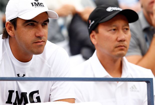 
                <strong>Finale Marin Cilic - Kei Nishikori</strong><br>
                Nishikoris Trainer Michael Chang (r.) blickt ganz versteinert drein. So hat er sich das Finale sicher nicht vorgestellt.
              