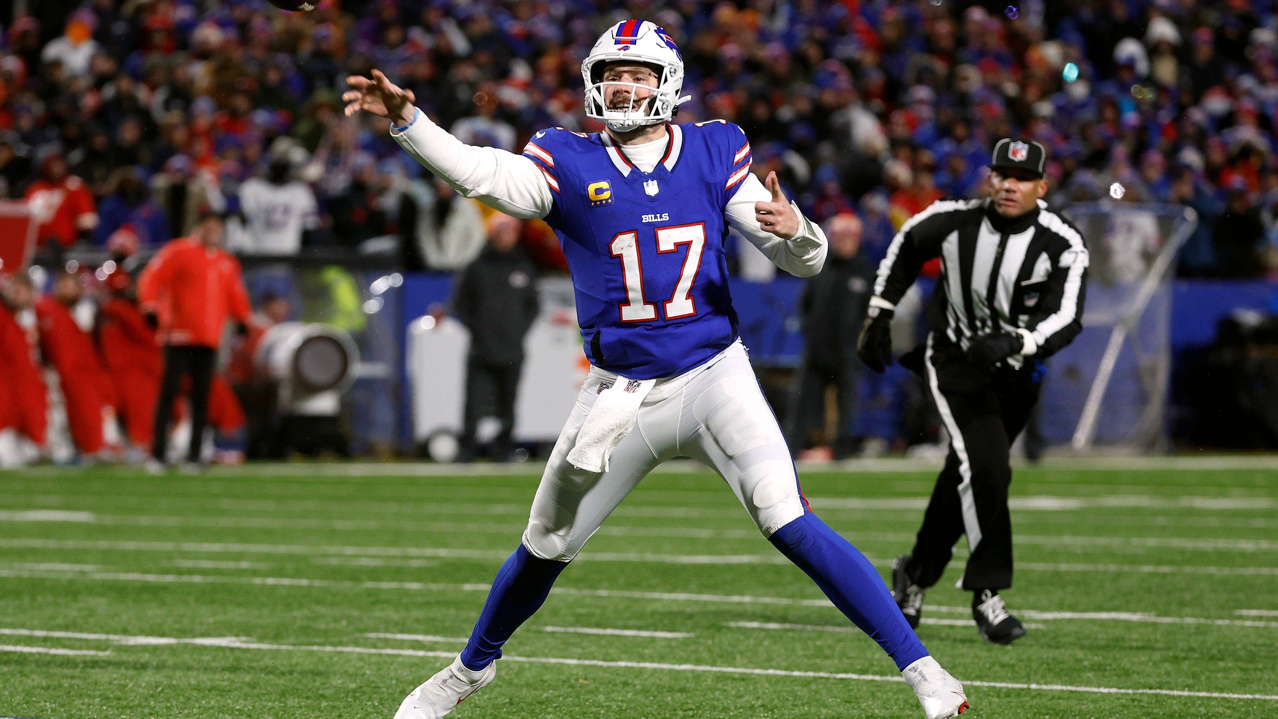 <strong>Buffalo Bills - 16. Januar 2022</strong><br>Josh Allen beim 47:17-Sieg gegen die New England Patriots, 5 Touchdowns