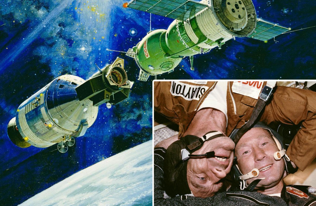 Als es den Amerikaner 1969 gelang, auf dem Mond zu landen, war der Wettlauf ins All entschieden. Die Sowjets aka Russen gaben sich nicht als schlechter Verlierer und stimmten einem außerirdischen Tête-à-Tête zu. 1975 trafen sich ein Soyuz- und ein Apollo-Raumschiff über der Erde - mitten im Kalten Krieg. Es war der Beginn einer neuen Ära der gemeinsame Weltraum-Erkundung. 