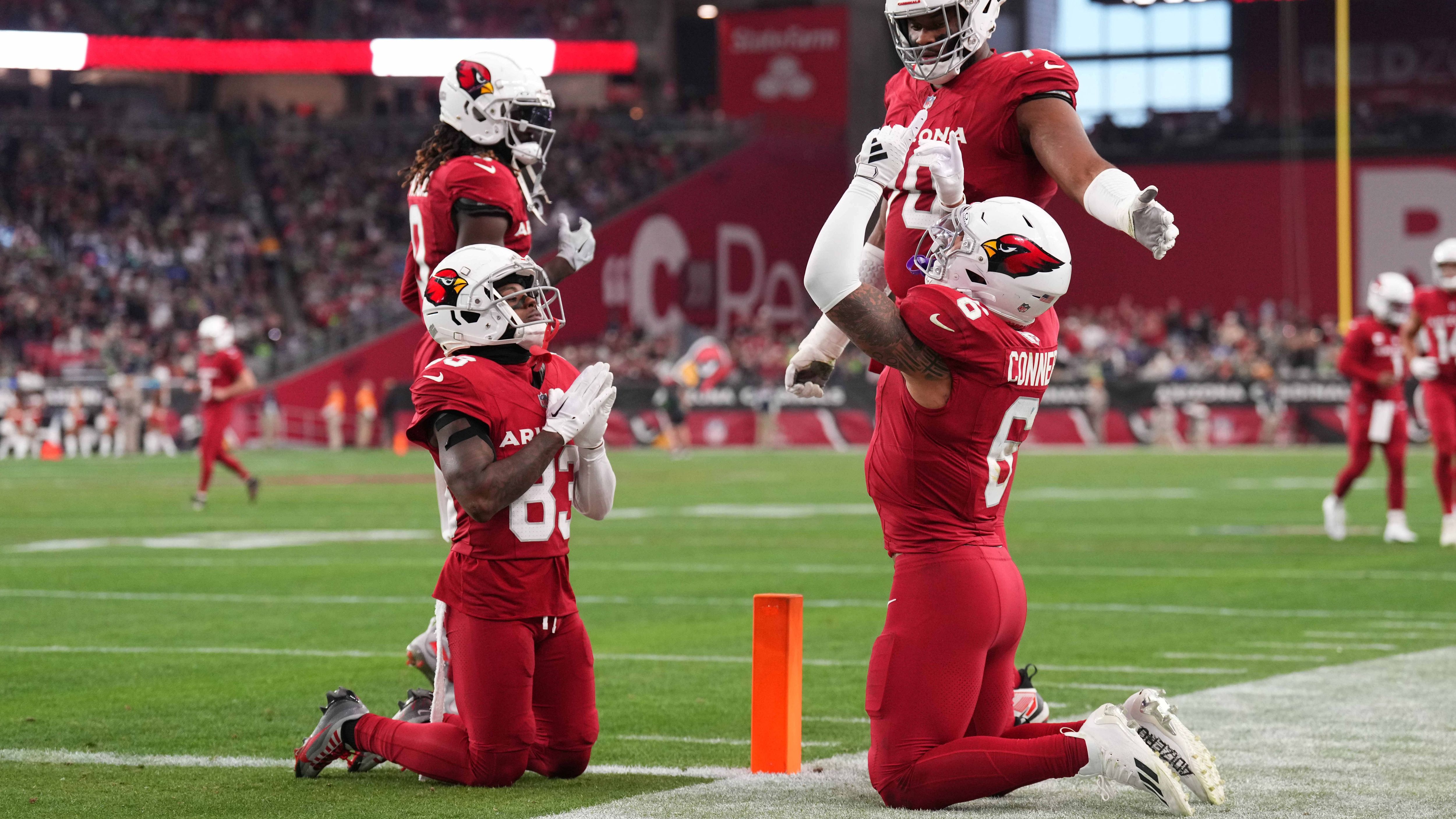 <strong>Arizona Cardinals: 14 Spieler</strong><br>James Conner (9), Marquise Brown (4), Joshua Dobbs (3), Michael Wilson (3), Trey McBride (3), Kyler Murray (3), Emari Demercado (2), Greg Dortch (2), Rondale Moore (2), Clayton Tune (1), Michael Carter (1), Zach Ertz (1), Elijah Higgins (1), Cameron Thomas (1)