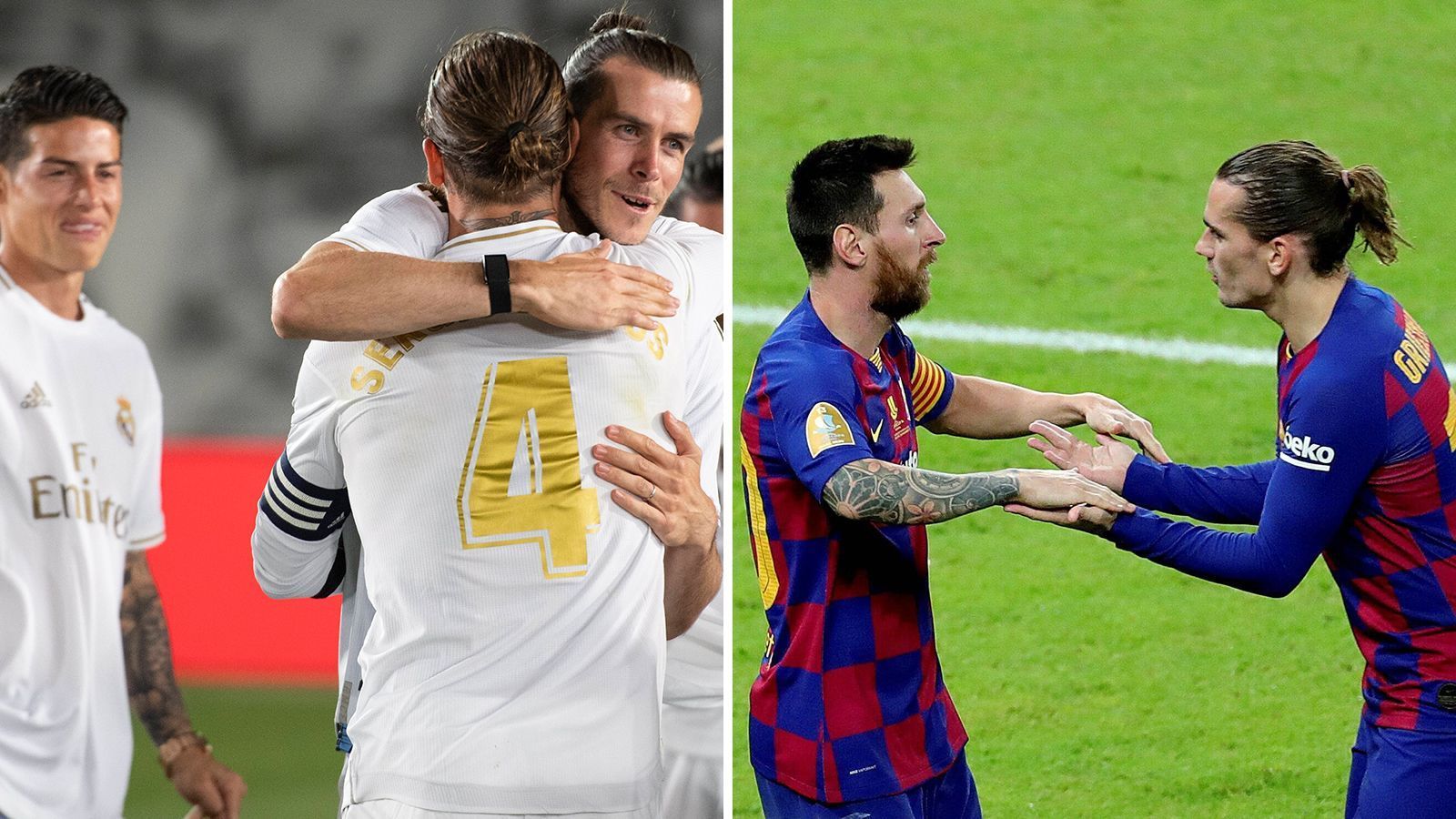 
                <strong>Real und Barca im Vergleich: Störenfriede</strong><br>
                Da schenken sich beide nur sehr wenig und doch gibt es einen kleinen Unterschied. Bei Real sorgt vor allem Gareth Bale für Schlagzeilen. Mal zieht er sich die Schutzmaske über die Augen und stellt sich schlafend, dann provoziert er wieder mit dem Golfschläger. Auch James Rodriguez bleibt außen vor, zeigt sich aber sonderbar ruhig in den letzten Wochen. Bei Barca ist Antoine Griezmann auch zu oft nur auf der Bank zu finden. Das Verhältnis zu Messi soll nicht wirklich gut sein, seine Leistungen sind es auch meistens nicht. Messi ledert dieser Wochen aber ohnehin gegen fast alle Beteiligten, scheint total unzufrieden mit seiner Situation in Barcelona. Der Unterschied zwischen Real und Barca: Die Katalanen haben Probleme mit Spielern, die sie wirklich brauchen.
              