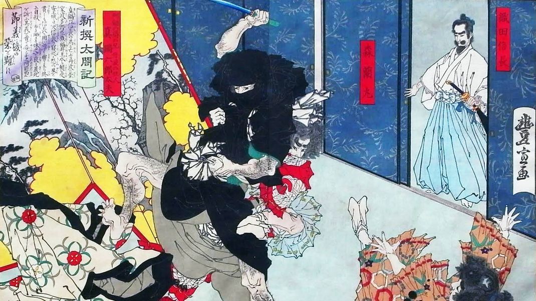 Kunstgeschichte: Das Gemälde zeigt einen Ninja-Angriff auf lokale Fürsten im 16. Jahrhundert. Entstanden ist es allerdings erst 1884.&nbsp;