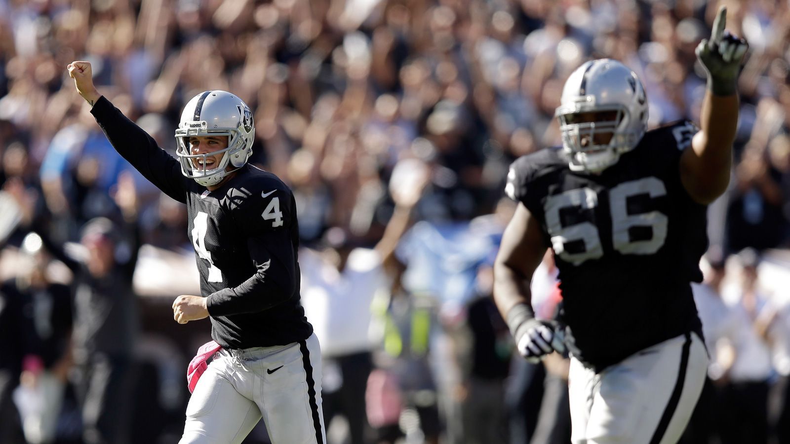 
                <strong>Las Vegas Raiders: Derek Carr (l.) und Gabe Jackson</strong><br>
                Position: Quarterback (Carr) und Offensive Line (Jackson)Im Team seit: 7 Saisons
              