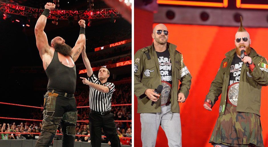 
                <strong>Raw Tag Team Championship: Sheamus & Cesaro (C) vs. Braun Strowman und ein Partner seiner Wahl</strong><br>
                Wer wird der Tag Team Partner von Braun Strowman? Das haben sich vor WrestleMania alle gefragt. Vielleicht Elias? Bray Wyatt? Kehren Big Cass oder gar Jeff Hardy zurück? Es wurde ein Kind! Ein kleines Kind aus dem Publikum. Nicolas. Der half dem Hühnen im Ring zwar nicht viel, das machte aber nichts. The Monster among Man erledigte die Sache im Alleingang, verpasste Cesaro seinen Finisher und machte das Kind zum Tag Team Champion.Sieger: Braun Strowman und NicolasIm Vorfeld von ran getippter Sieger: Braun Strowman und sein Partner
              