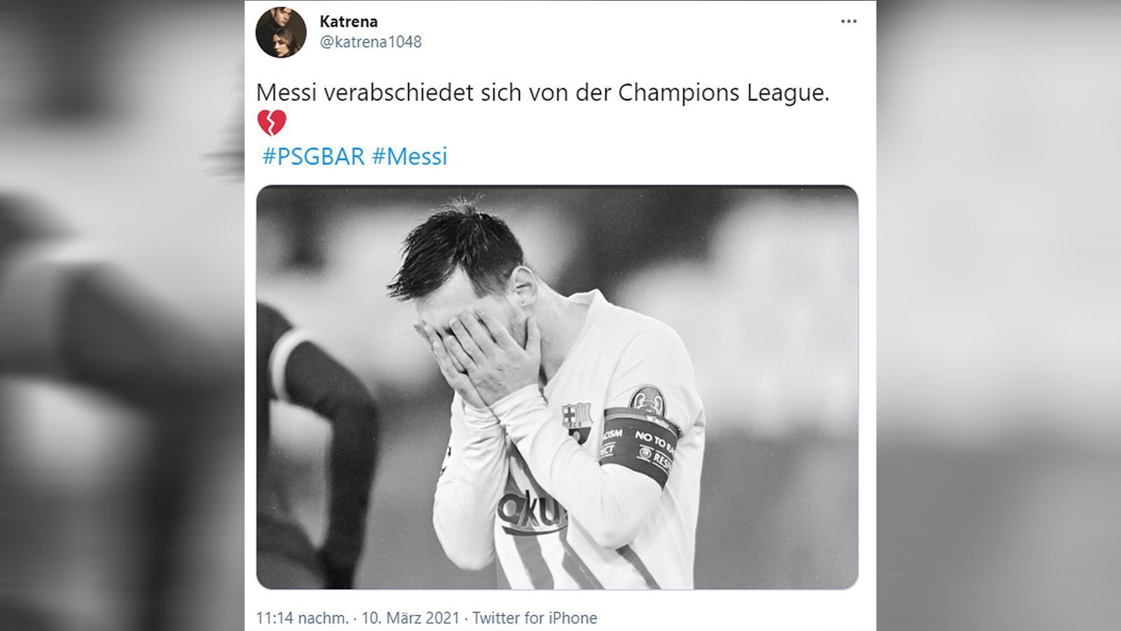 
                <strong>Die Netzreaktionen zum Champions-League-Aus des FC Barcelona</strong><br>
                Ja, es ist Fakt! Lionel Messi muss sich aus früh aus der Champions League verabschieden. Ist es aber auch ein Abschied für immer aus der Königsklasse? Wohl eher nicht. Offen ist aber, ob das 1:1-Unentschieden in Paris möglicherweise das letzte Champions-League-Spiel Messis im Trikot des FC Barcelona sein könnte. Der Vertrag des Argentiniers läuft am Saisonende aus. 
              