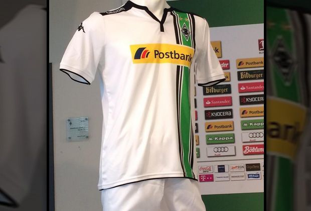 
                <strong>Das neue Heimtrikot von Borussia Mönchengladbach</strong><br>
                Viel Weiß, ein wenig Grün und noch weniger Schwarz: Die Borussia macht in der Saison 2015/16 keine Experimente. Naja, Lucien Favre vielleicht schon ...
              
