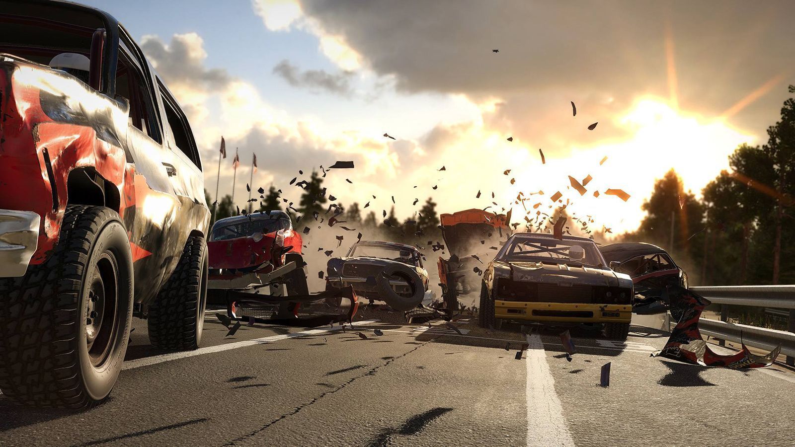 
                <strong>Wreckfest</strong><br>
                Wer wie ran racing-Kommentator Eddie Mielke eine Schwäche für die Begriffe "Bandenkuss" und "Lackaustausch" hat, ist bei Wreckfest genau richtig. 2018 nach einer vierjährigen Early-Access-Phase erschienen, simuliert das Spiel unter anderem Stockcar und Banger Racing. Das Ziel ist simpel: das Rennen gewinnen. Oder eben als einziger Fahrer seinen Karren nicht abzuwracken. Eine Prämie gibt es dafür nämlich nicht.
              