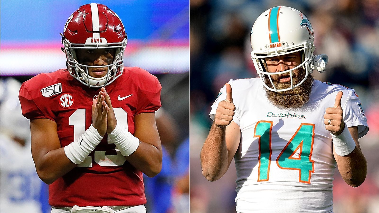 
                <strong>Miami Dolphins: Rookie gegen Routinier</strong><br>
                Quarterback-Duelle sind in Miami keine Neuigkeit. Bereits letze Saison kämpften Josh Rosen und Ryan Fitzpatrick um den Starter-Posten. Letzterer startete 13 Partien und führte die Dolphins, gemessen an der Qualität des Kaders, zu einer ordentlichen 5:11-Bilanz, gekrönt mit einem Sieg über die New England Patriots am letzten Spieltag. Mit Tua Tagovailoa sicherten sich die Dolphins einen talentierten Quarterback an fünfter Stelle, der den alternden Ryan Fitzpatrick ohnehin früher oder später ablösen wird. Die Frage bleibt nur: Wann?  
              