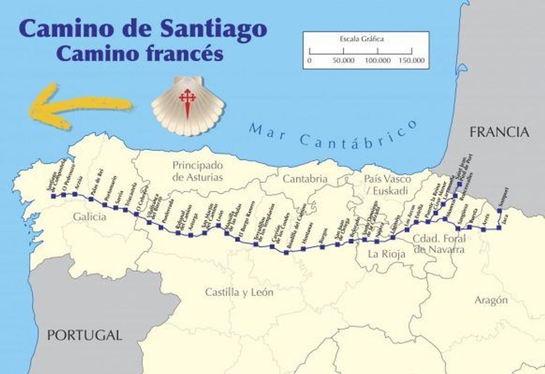 Von Saint-Jean-Pied-de-Port bis Santiago de Compostela: der Streckenverlauf des Camino Francés