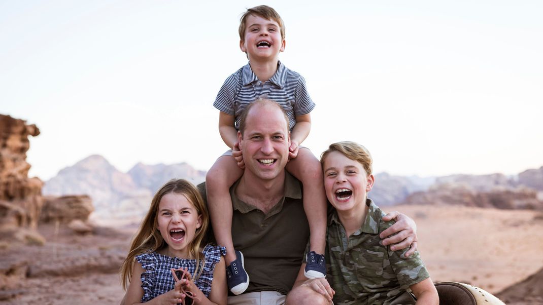 Prinz William mit seinen drei Kindern George, Charlotte und Louis.