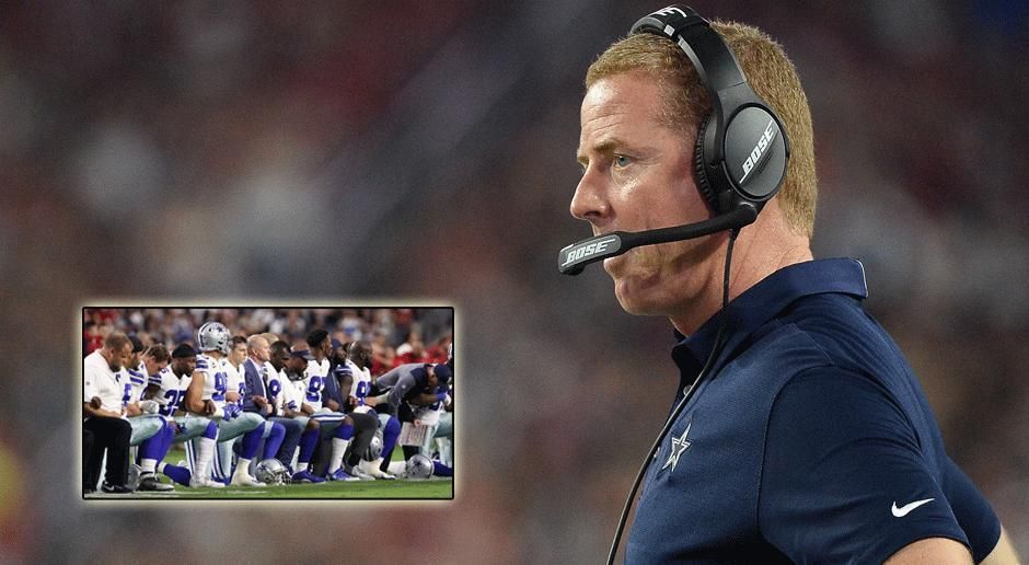 
                <strong>Jason Garrett (Headcoach Dallas Cowboys)</strong><br>
                Die Dallas Cowboys gelten allgemein als eher konservativ und republikanisch geprägte Franchise. Umso überraschender kam die Aktion vor dem Duell gegen die Cardinals. Die gesamte Mannschaft inklusive Besitzer Jerry Jones und Coach Jason Garrett knieten vor der Hymne Arm in Arm. "Die Intention war, in irgendeiner Weise Einheit und Gleichheit zu demonstrieren, ohne dabei die amerikanische Flagge und die Nationalhymne zu involvieren", erklärte Garrett.
              