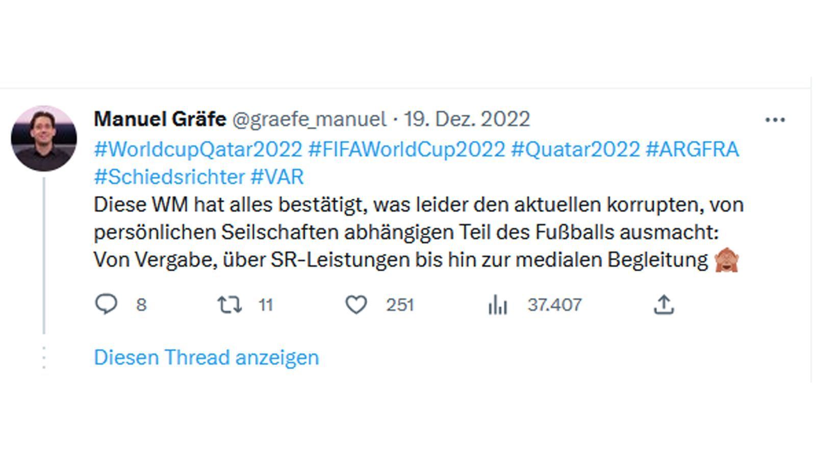 
                <strong>Kritik an der Katar-WM, Teil 3</strong><br>
                ... oder insgesamt zur umstrittenen WM im Wüstenstaat.
              