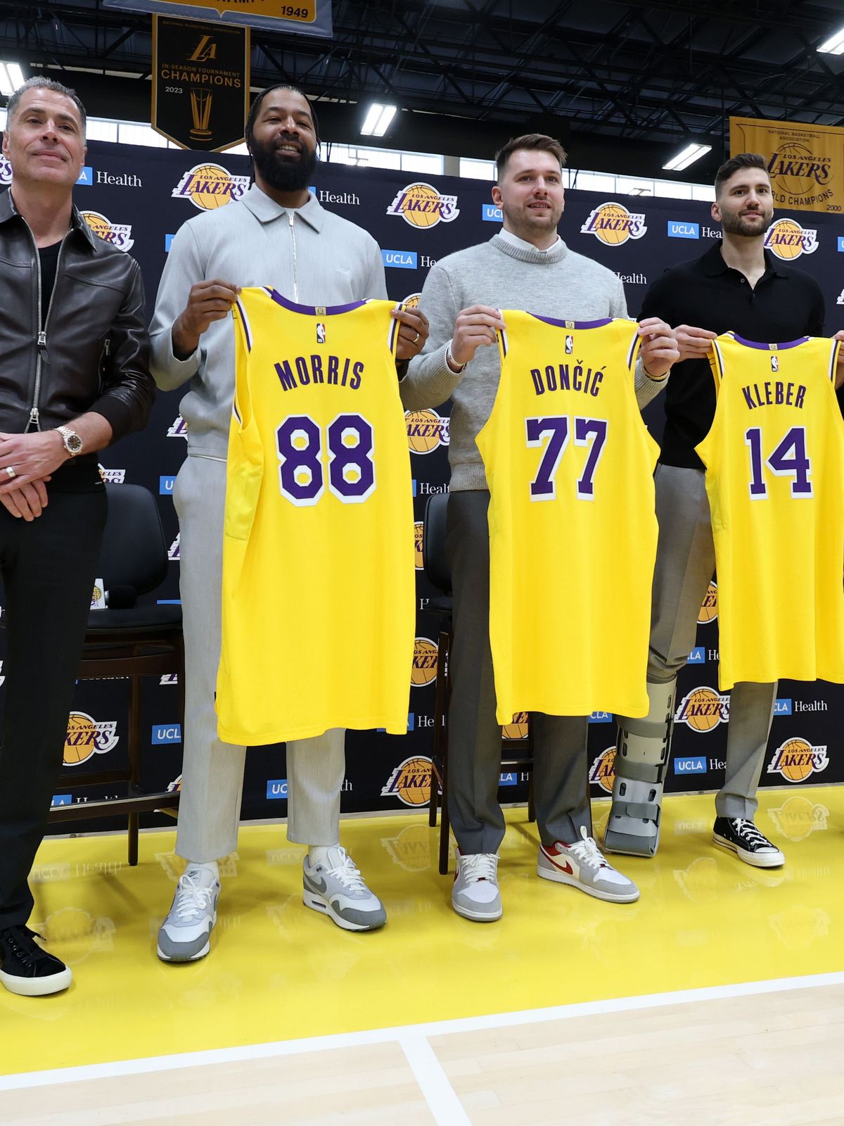 Los Angeles Lakers Introduce Luka Doncic, Maxi Kleber & Markieff Morris