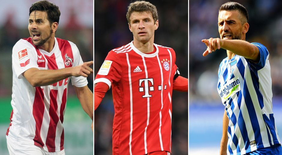 
                <strong>Top 10: Die besten, noch aktiven Bundesliga-Torjäger</strong><br>
                Thomas Müller (Mitte) ist im Hunderter-Klub der Bundesliga-Torschützen angekommen. Gegen Bremen traf der Weltmeister doppelt und hat nun genau 100 Bundesliga-Tore in seiner Vita stehen. Doch damit ist der 28-Jährige längst nicht der beste, noch aktive Bundesliga-Torjäger. ran.de zeigt die Top 10. (Quelle: transfermarkt.de/Stand: 22. Januar 2018)
              