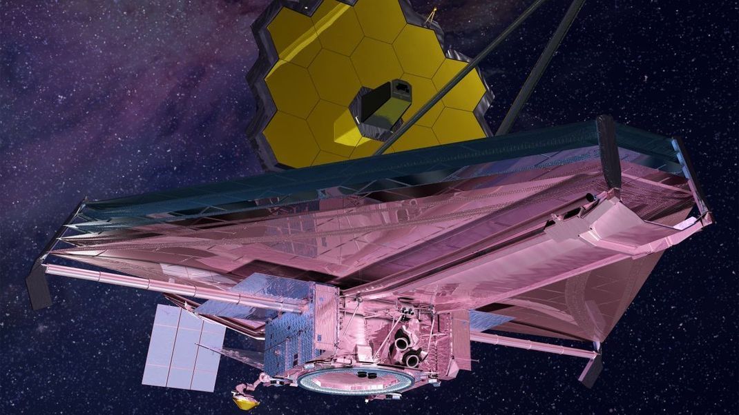 3D Animation vom James Webb Space Telescope im Weltraum.