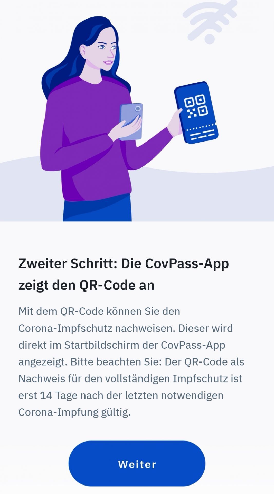 Danach taucht der Nachweis direkt auf dem Startbildschirm der App auf. Beachte: Vollständigen Impfschutz hast du erst 14 Tage nach der 2. Corona-Impfung.