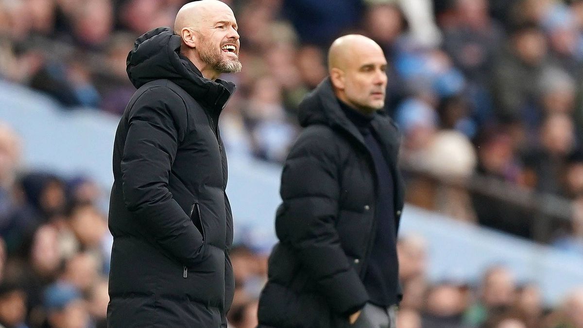 Emirates FA Cup Final Package File photo dated 03-03-2024 of Manchester United, ManU manager Erik ten Hag (left) and Manchester City manager Pep Guardiola. The two managers preparing their teams fo...