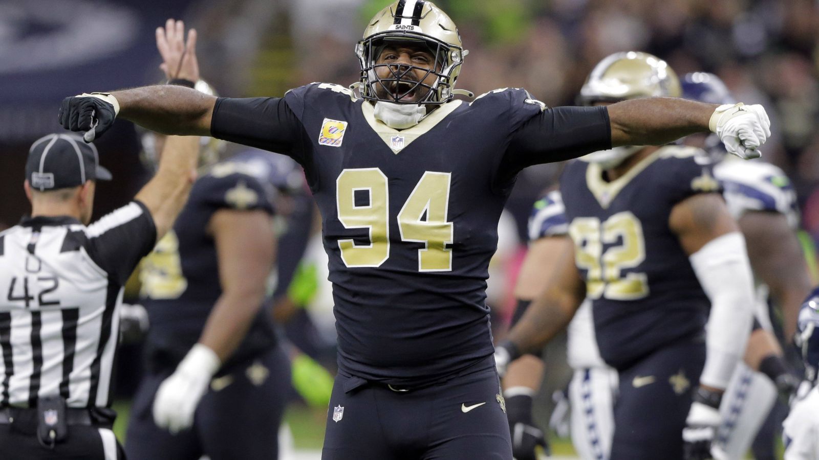 
                <strong>Defensive Ends (NFC)</strong><br>
                &#x2022; Cameron Jordan (Foto, New Orleans Saints) für Nick Bosa (San Francisco 49ers, verletzt)<br>&#x2022; Brian Burns (Carolina Panthers)<br>&#x2022; Demarcus Lawrence (Dallas Cowboys)<br>
              