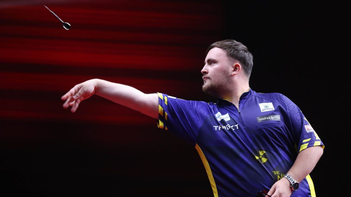 RECORD DATE NOT STATED 17th August 2024: Hamilton,, New Zealand: Luke Littler vs Dimitri Van den Bergh quarter final PDC World Series of Darts - New Zealand Darts Masters at Globox Arena, Hamilton ...