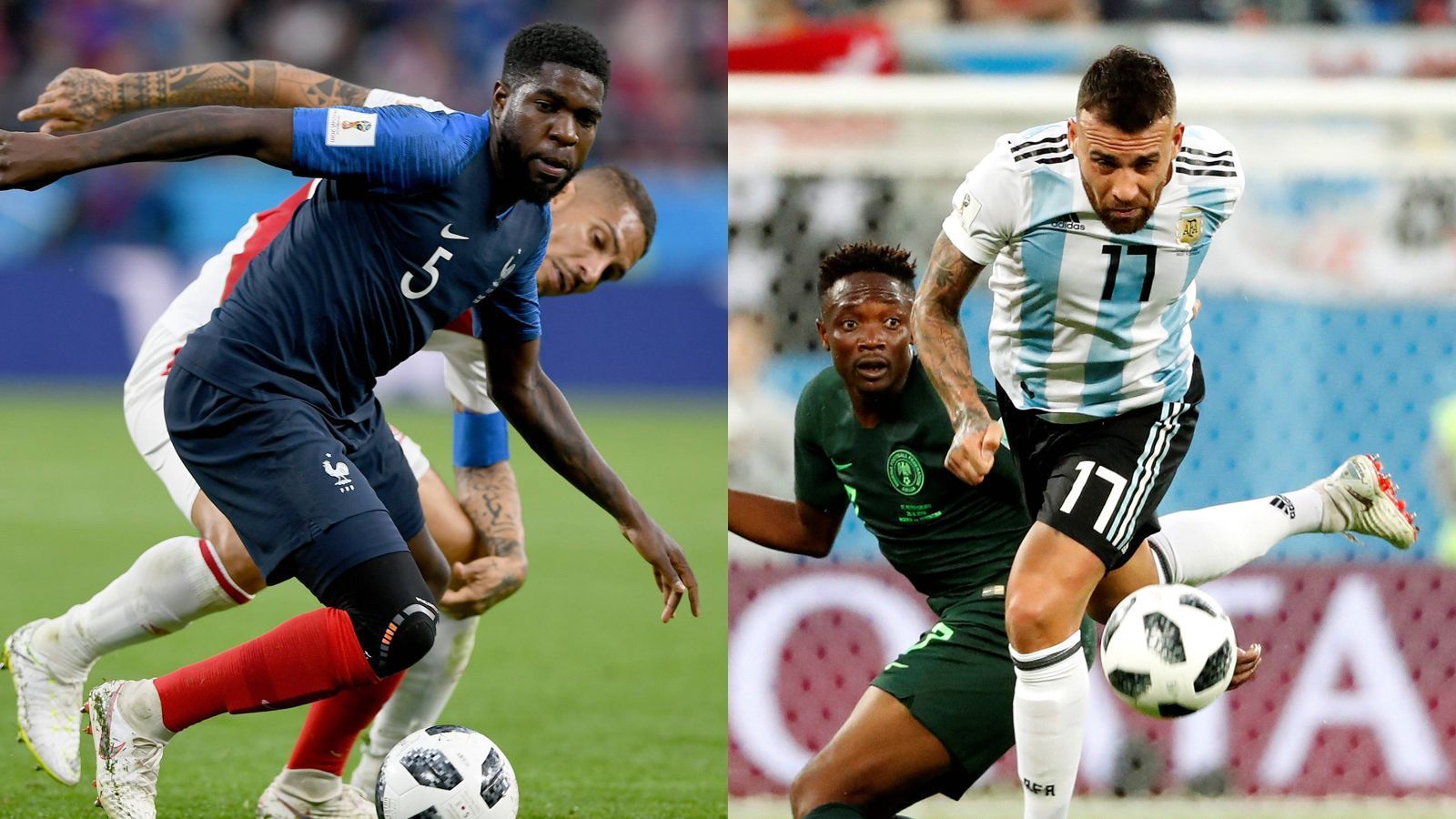 
                <strong>Samuel Umtiti vs. Nicolas Otamendi</strong><br>
                Umtitis Vorteil: Er kennt Messi vom FC Barcelona. Aber: Auch wenn er ihn gut kenne und seit zwei Jahren gemeinsam mit Messi spiele, sei es selbst im Training schwer für ihn, räumt der 24-Jährige ein. "Wir wissen, dass er uns in Schwierigkeiten bereiten kann." Seinen Basketball-Aussetzer gegen Australien hat er mit Humor verarbeitet, gehört zu den Stützen der Defensive. Das sollte eigentlich auch Otamendi. Bei Manchester City bewies er unter Pep Guardiola seine Klasse. Doch er ist mit ein Grund dafür, dass die Abwehr der Argentinier sehr anfällig ist. Vor allem dann, wenn es schnell geht. Unentschieden. Punkt für beide: 4:2.
              