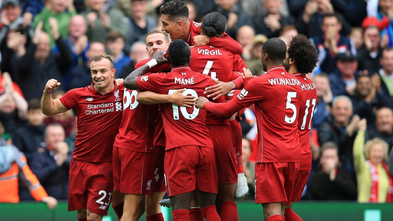 
                <strong>Liverpools Rekordstart in der Premier League</strong><br>
                Jürgen Klopp hatte zu Saisonbeginn allen Grund zum Jubeln: Liverpool feierte am sechsten Spieltag den sechsten Liga-Sieg - ein souveränes 3:0 gegen Southampton. Sein Team war damit mit sieben Siegen wettbewerbsübergreifend in die neue Saison 2018/19 gestartet (auch in der Champions League konnte Liverpool sein erstes Spiel gewinnen). Das war ein Vereinsrekord.
              