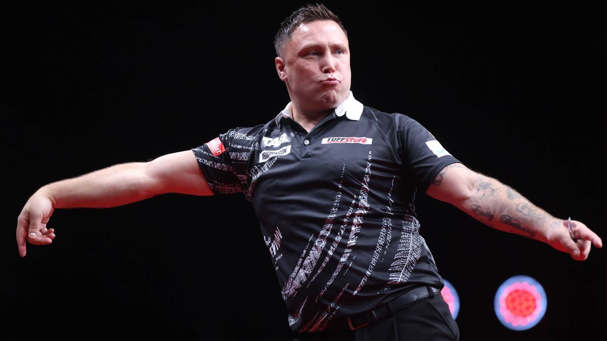 RECORD DATE NOT STATED 17th August 2024: Hamilton,, New Zealand: Gerwyn Price vs Peter Wright quarter final PDC World Series of Darts - New Zealand Darts Masters at Globox Arena, Hamilton on Saturd...