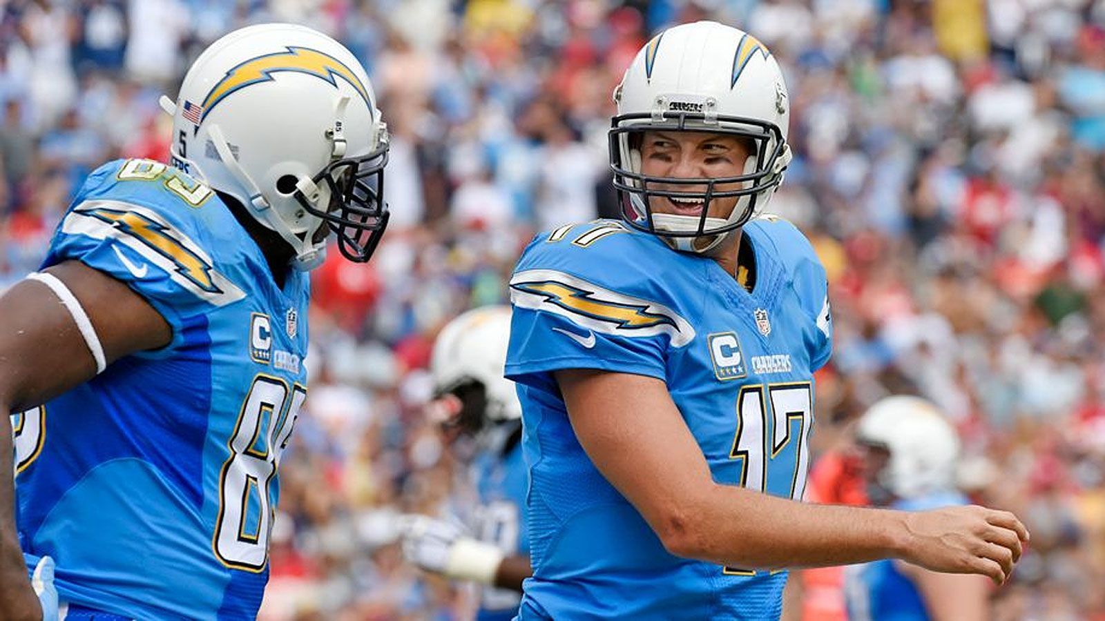 
                <strong>Platz 2: Philip Rivers und Antonio Gates</strong><br>
                &#x2022; 90 Touchdowns<br>&#x2022; San Diego (jetzt Los Angeles) Chargers (2004 bis 2018)<br>
              