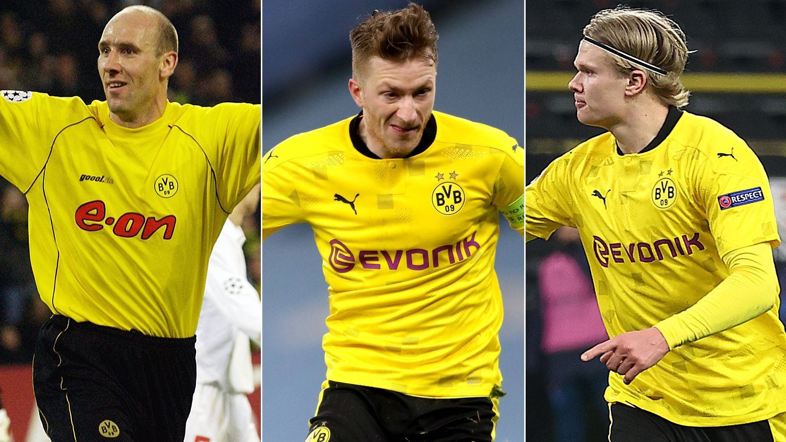 
                <strong>Top 10: Dortmunds Rekordtorschützen in der Champions League</strong><br>
                Mit seinem Tor zum zwischenzeitlichen 1:1-Ausgleich bei Manchester City hat sich Marco Reus (Mi.) zum alleinigen Rekordtorschützen von Borussia Dortmund in der Champions League geschossen. ran.de zeigt die Top 10 der BVB-Rekordtorjäger in der Königsklasse. (Stand: 7. April 2021/Quelle: transfermarkt.de)
              