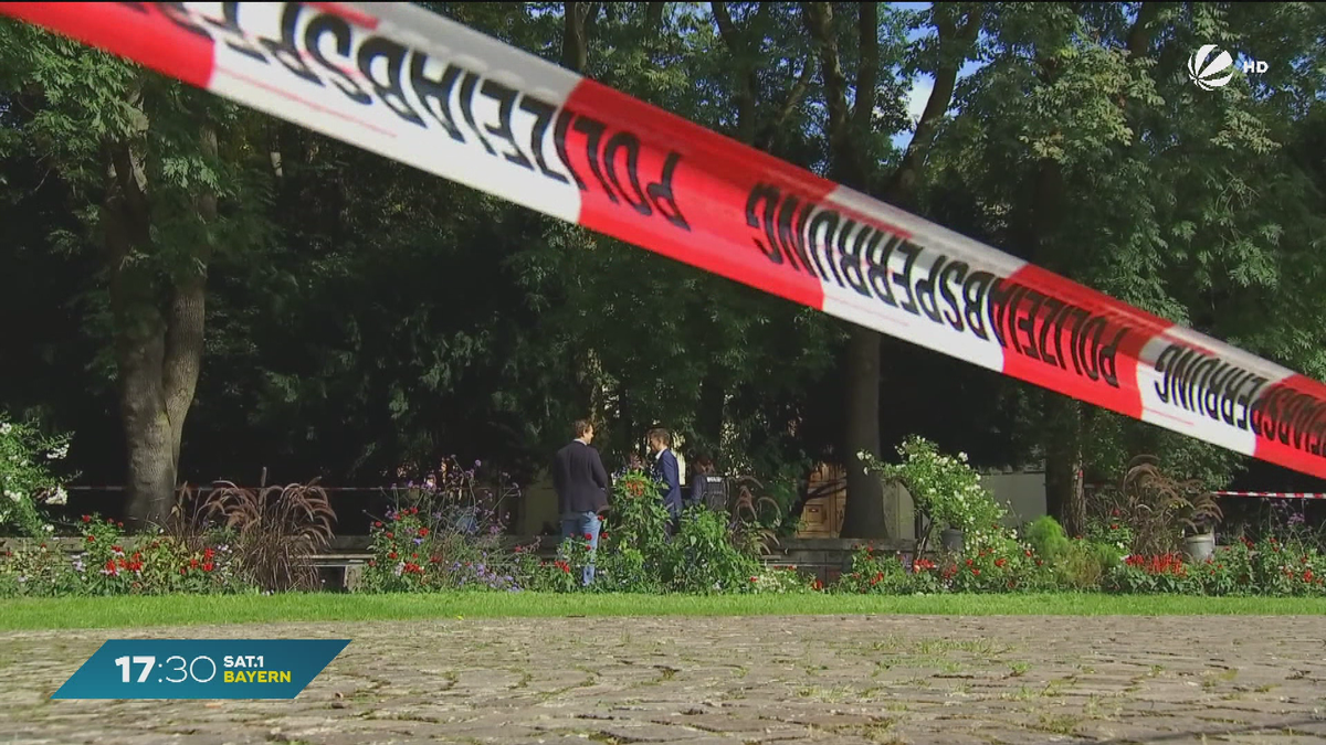 Polizei-Absperrung nach tödlicher Prügelattacke im Alten Botanischen Garten München.