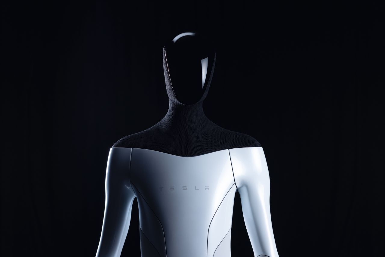 So könnte der Humanoide Roboter "Optimus" laut Tesla aussehen. Statt eines Gesichts hat er ein Display.