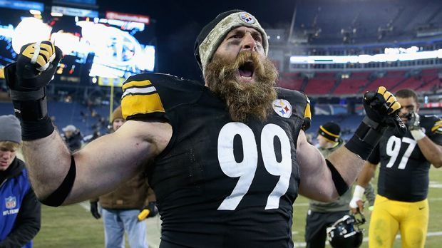 
                <strong>Brett Keisel</strong><br>
                …Steelers-Legende Brett "the Beard" Keisel. Der Defensive End beendete 2014 seine Karriere und darf sich zweifacher Super-Bowl-Champ nennen.
              