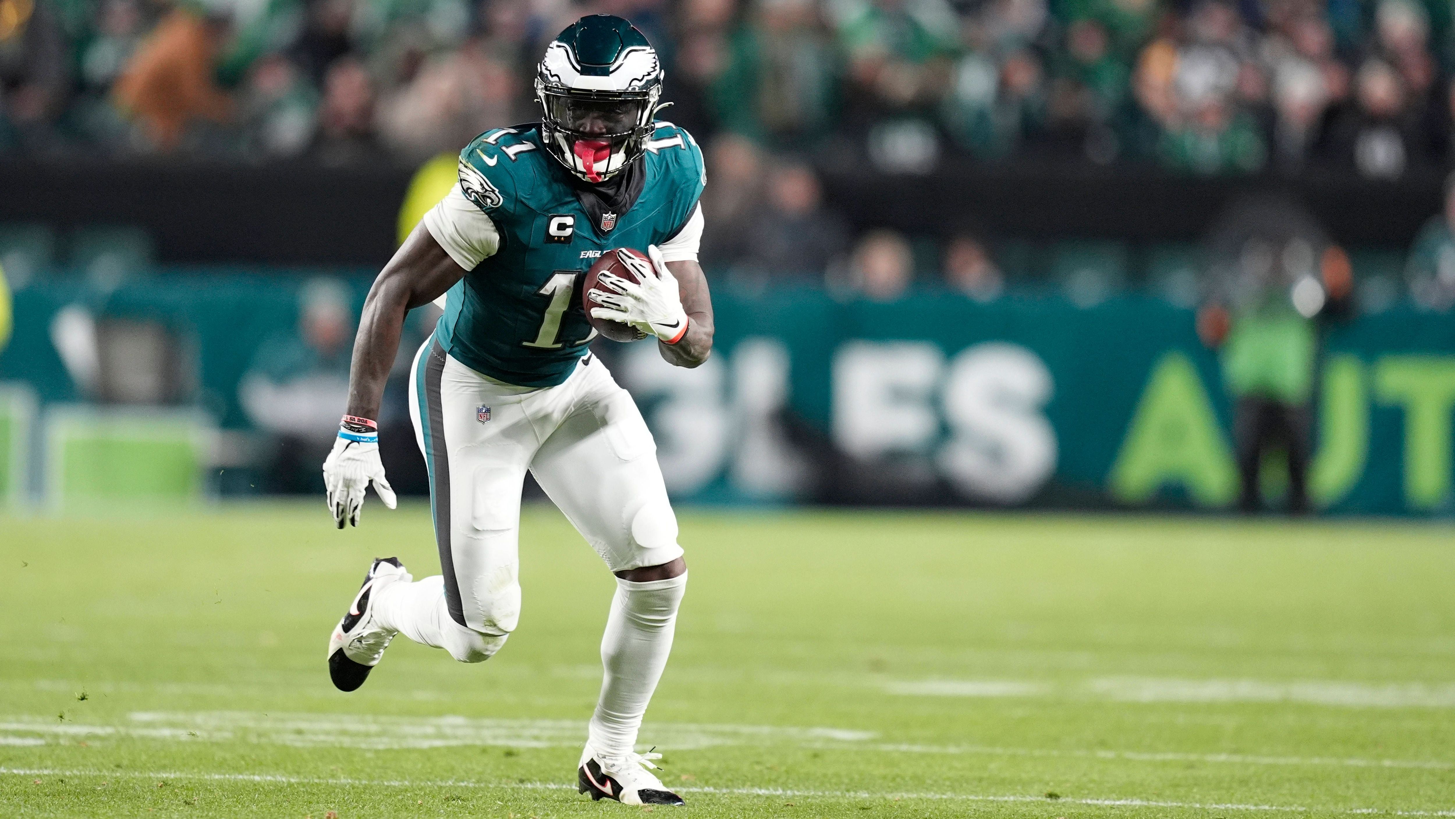 <strong>A.J. Brown (Philadelphia Eagles)</strong><br>Alter: 28<br>Position: Wide Receiver<br>Durchschnittliches Jahresgehalt: 32 Millionen Dollar