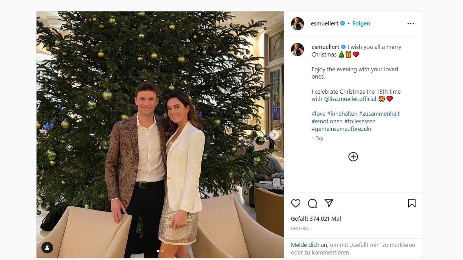 
                <strong>Thomas Müller (Fußballer, FC Bayern München)</strong><br>
                Bayern-Profi Thomas Müller genießt die besinnliche Zeit vor dem Trainingsauftakt zusammen mit seiner Frau Lisa. Für den Stürmer steht am 20. Januar 2023 der Bundesliga-Rückrundenauftakt mit dem Rekordmeister bei RB Leipzig an. 
              