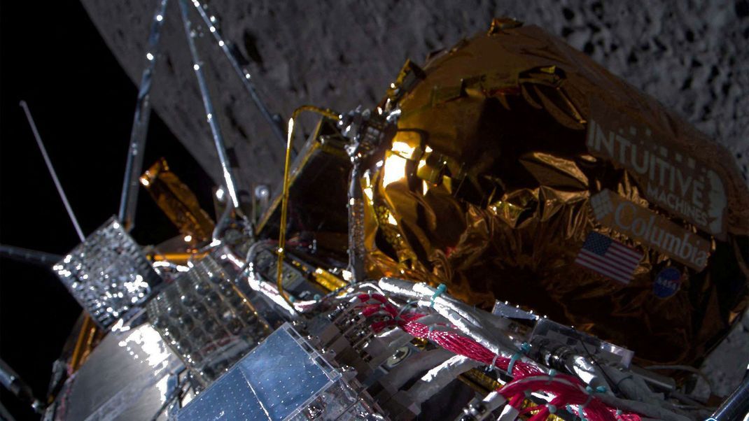 Der Odysseus-Lander von Intuitive Machines nach dem Eintreten in die Mondumlaufbahn am 21. Februar 2024.