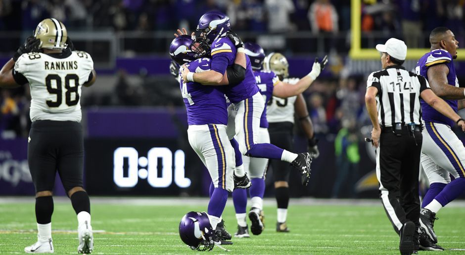 
                <strong>8. Spieltag: New Orleans Saints at Minnesota Vikings</strong><br>
                Der wundersame Touchdown von Stefon Diggs, der den Vikings in letzter Sekunde den Playoff-Sieg gegen die Saints bescherte, war eine der außergewöhnlichsten Szenen der vergangenen Saison und wird sicherlich Fans beider Teams noch jahrelang im Gedächtnis bleiben. Wenn die Mannschaften sich wiedersehen, sind die Vorzeichen für ein weiteres Spektakel gegeben.
              