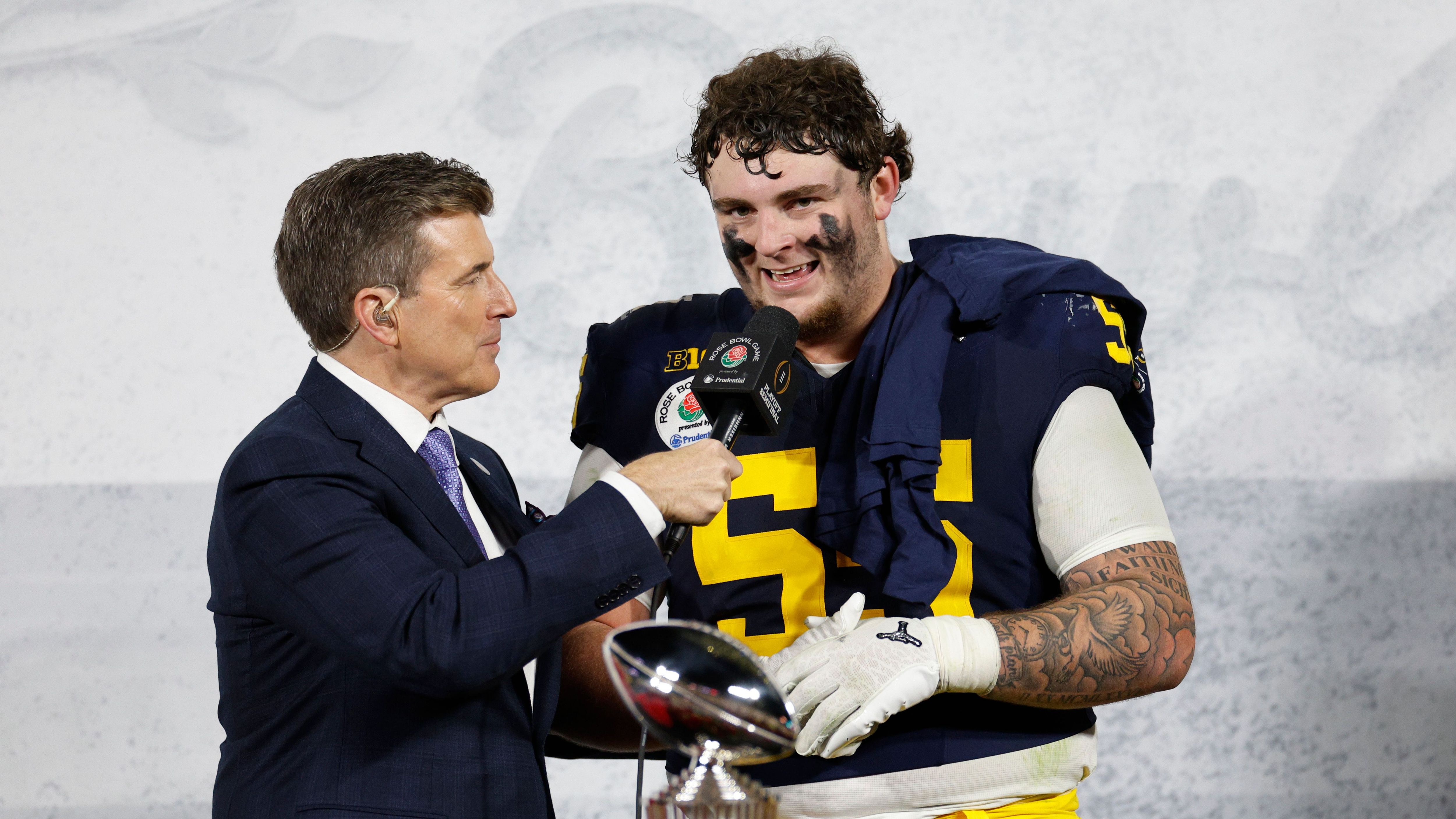 <strong>University of Michigan</strong><br>NFL:<br>- Mason Graham (Browns; Bild)<br>- Colston Loveland (Bears)<br>- Kenneth Grant (Dolphins)<br>- Will Johnson (Cardinals)<br>- Josaiah Stewart (Rams)<br>- Kalel Mullings (Titans)<br>- Myles Hinton (Eagles)<br>NBA:<br>- Danny Wolf (Nets)