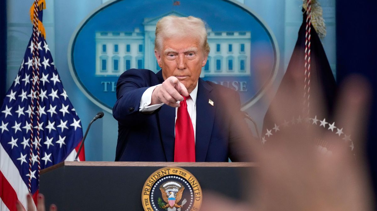 US-Präsident Donald Trump im Press Briefing Room des Weißen Hauses.