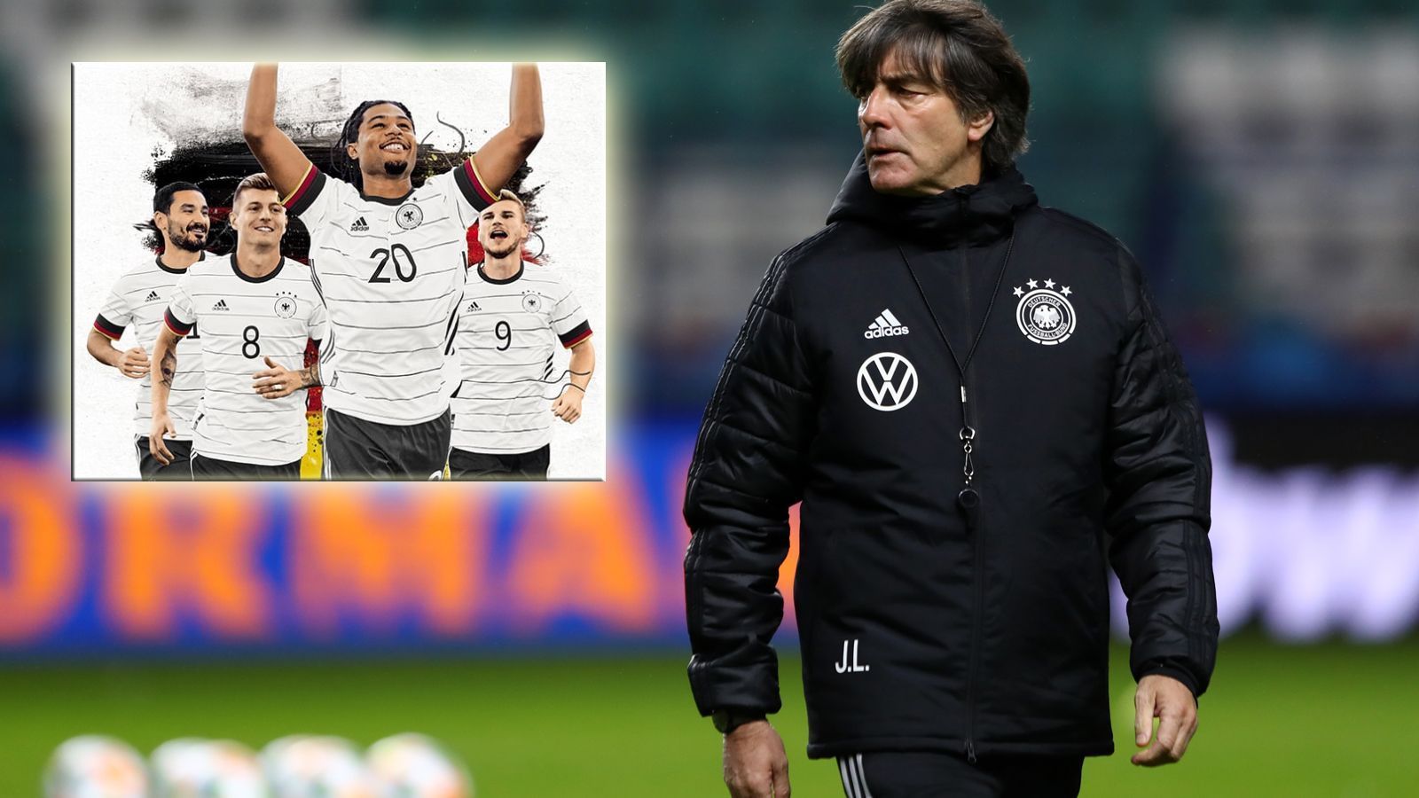 
                <strong>Die Trikots für die EM 2020</strong><br>
                Der DFB stellt sein neues Trikot für die EM 2020 vor. Im Nadelstreifen-Look will die Nationalmannschaft von Bundestrainer Joachim Löw bei den kontinentalen Wettkämpfen glänzen. Aber neben der DFB-Elf stehen bereits weitere Trikots der Teilnehmer fest. Nicht nur die A-Mannschaft bestreitet am Samstag gegen Weißrussland das EM-Quali-Spiel, auch die U21 trägt die Trikots gegen Belgien (15:40 Uhr live auf ProSieben und ran.de).
              