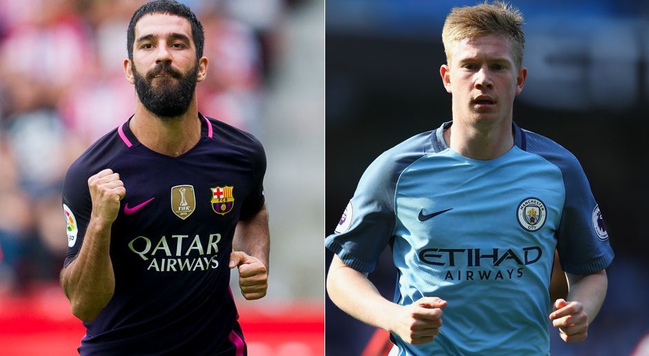 
                <strong>Mittelfeldspieler</strong><br>
                Mittelfeldspieler: Arda Turan (Wechsel zu Barca 2015) vs. Kevin De Bruyne (Wechsel zu City 2014) - Ablösesummen: .000.000 : 74.000.000 Euro.Zwischenstand: 177.7 : 266.950.000 Euro
              