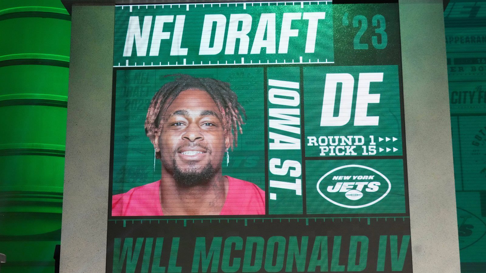 
                <strong>15. Pick: Will McDonald IV (New York Jets)</strong><br>
                &#x2022; Rückennummer: 99<br>&#x2022; Position: Defensive End<br>
              