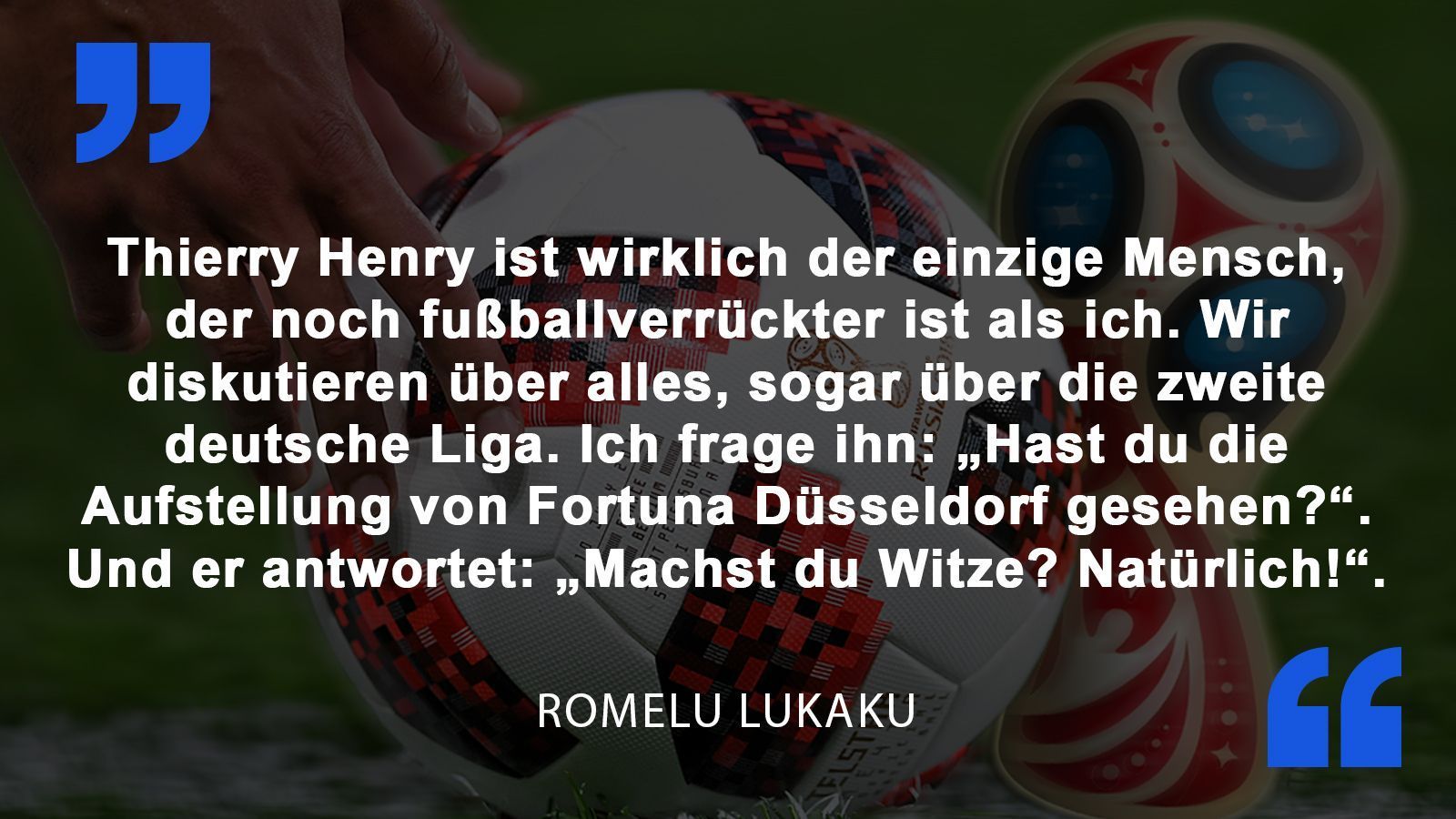 
                <strong>Romelu Lukaku</strong><br>
                Romelu Lukaku über Belgiens Assistenz-Trainer Thierry Henry.
              