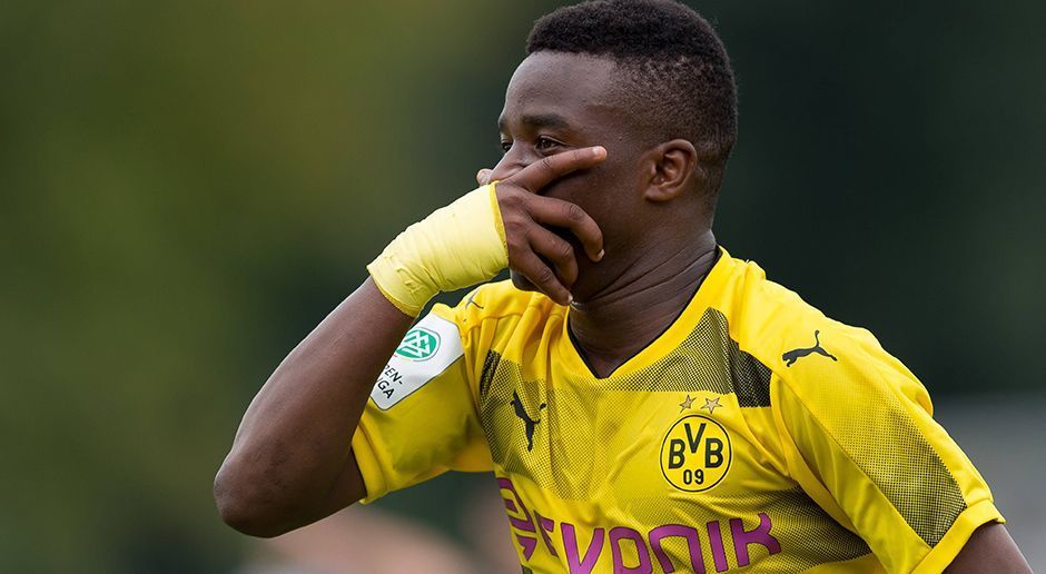 
                <strong>U17-Bundesliga West</strong><br>
                Wunderkind Youssoufa Moukoko rockt die B-Junioren-Bundesliga West. Der offiziell erst 13-jährige Stürmer hat bisher 31 (!) der 68 Dortmunder Saisontore beigesteuert. Damit ist er jeweils erfolgreicher als neun der insgesamt 13 anderen Teams. Der BVB (19 Spiele/51 Punkte) steht dementsprechend ungeschlagen an der Tabellenspitze und wird souverän in die Endrunde um die Deutsche Meisterschaft einziehen. Dahinter streiten sich Leverkusen (21/44), Gladbach (20/42), Schalke (21/41) und Köln (22/39) um den zweiten Platz.
              