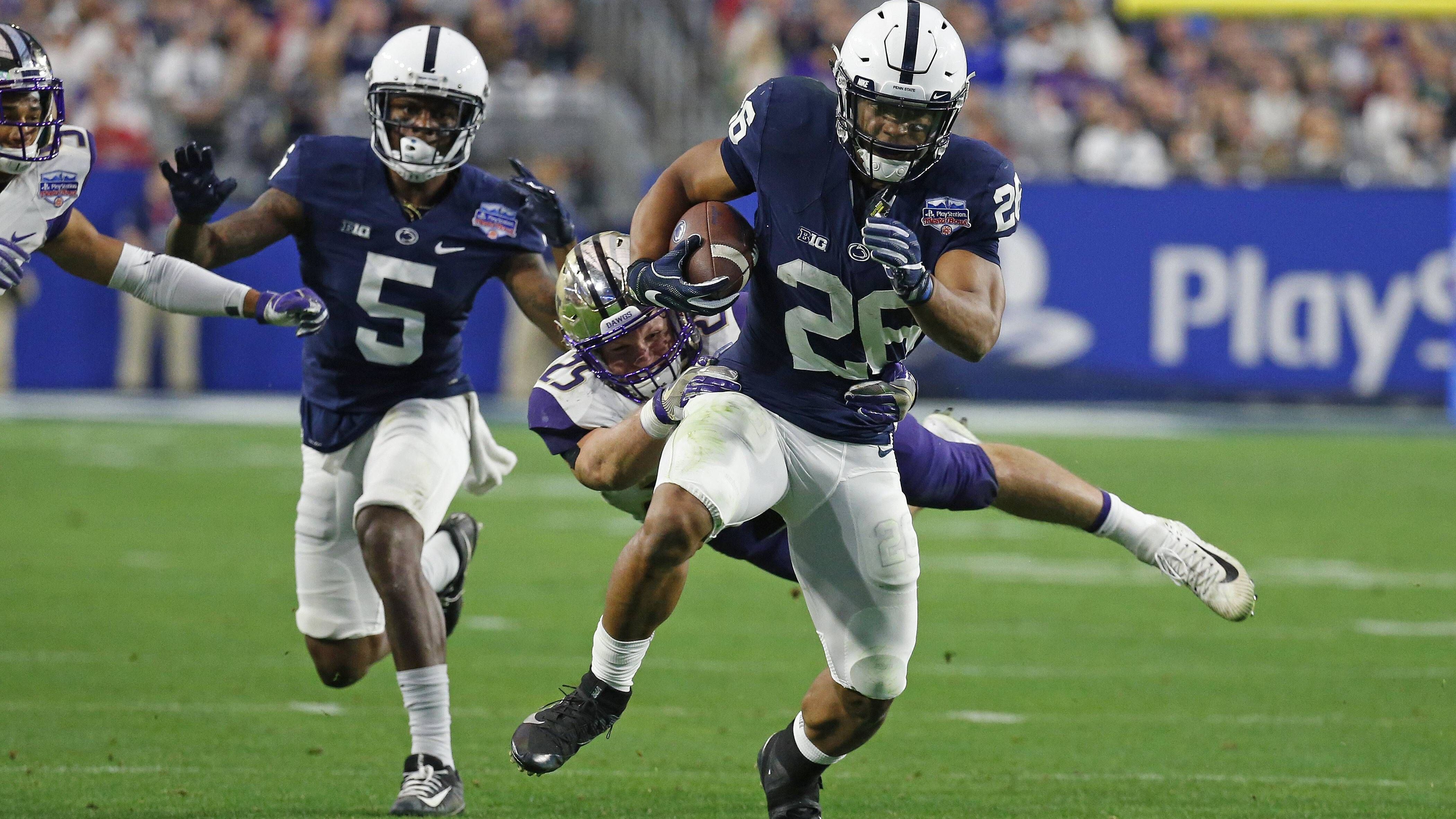 <strong>6. Platz (geteilt): Penn State - 10 Spieler</strong><br>Aktuelle Stars in der NFL (u.a.): Saquon Barkley (Running Back, Giants). Micah Parsons (Linebacker, Cowboys), Mike Gesicki (Tight End, Patriots), Chris Godwin (Wide Receiver, Buccaneers)