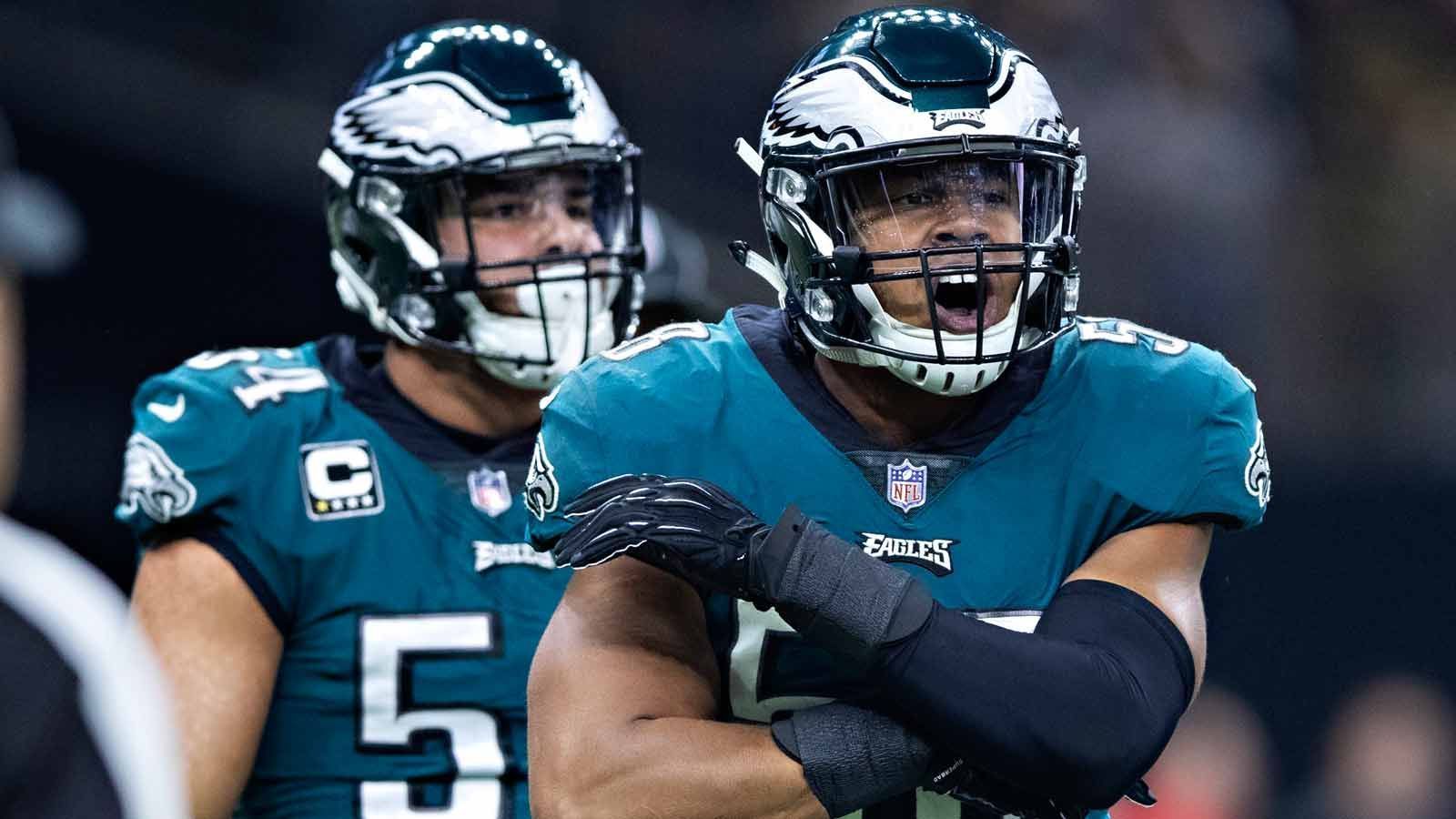 
                <strong>Jordan Hicks (Inside Linebacker)</strong><br>
                Status: Unrestricted Free AgentAlter: 27Gehalt Saison 2018: 1.907.000 DollarSpiele 2018 (Regular Season + Playoffs): 12 + 2Im Team seit: 2015Erfolge mit Eagles: Super Bowl LII Champion
              