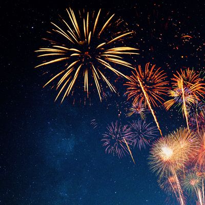 Fireworks with blur milky way background